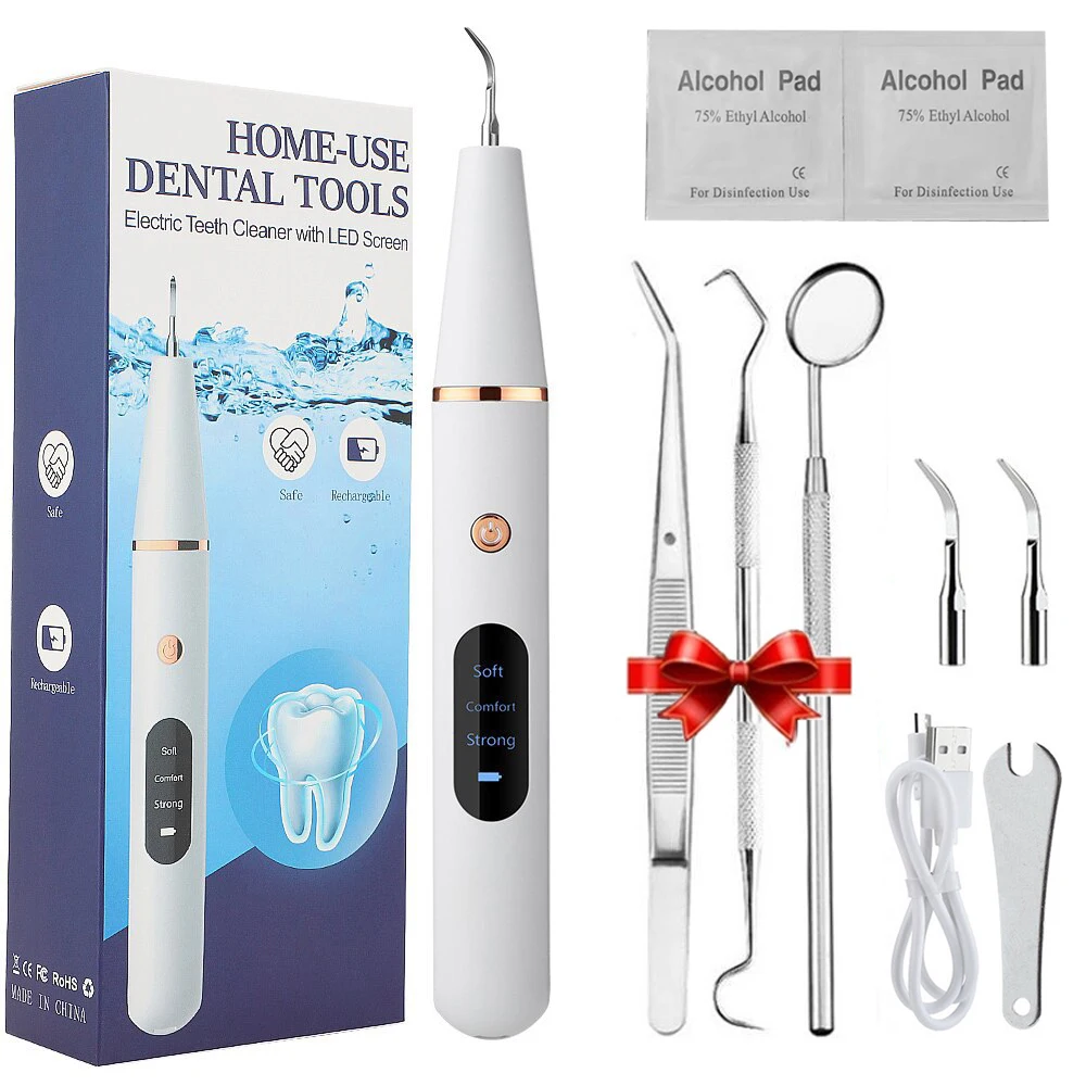 Ultrasonic Tartar Remover Kit Dental Calculus Remover Electric Plaque Remover for Teeth Cleaning