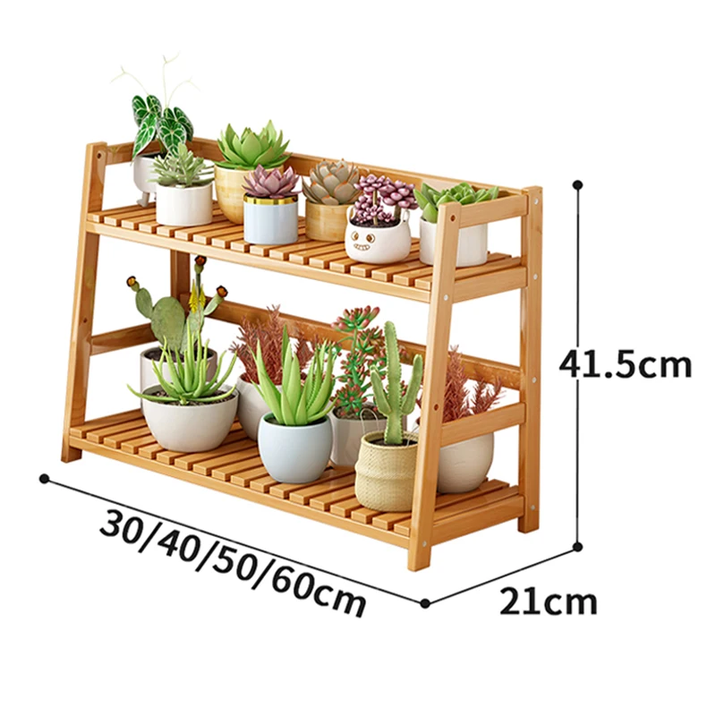 Tabletop Planter Holder Small Flower Pot Vase Stands Bamboo Wood Plant Stand Bookshelf RT