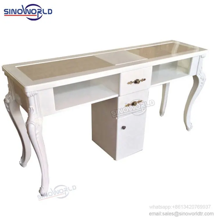 
Wholesale Ultra Luxury Vintage Black Double Modern Station Salon Furniture Nail Table Manicure Table 
