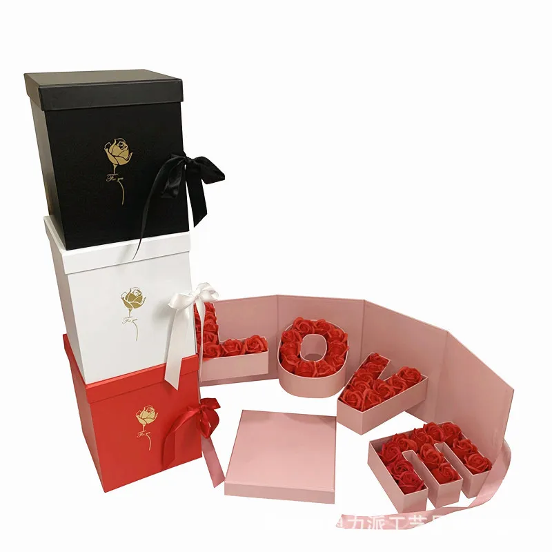 Вращающаяся Подарочная коробка LOVE монограмма Цветочная с ручной подарочной коробкой