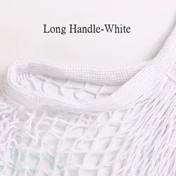Net Shopping Tote with Long Handles Washable Mesh Bags Reusable Mesh Cotton Shopping Tote Handbags Portable Cotton Mesh String