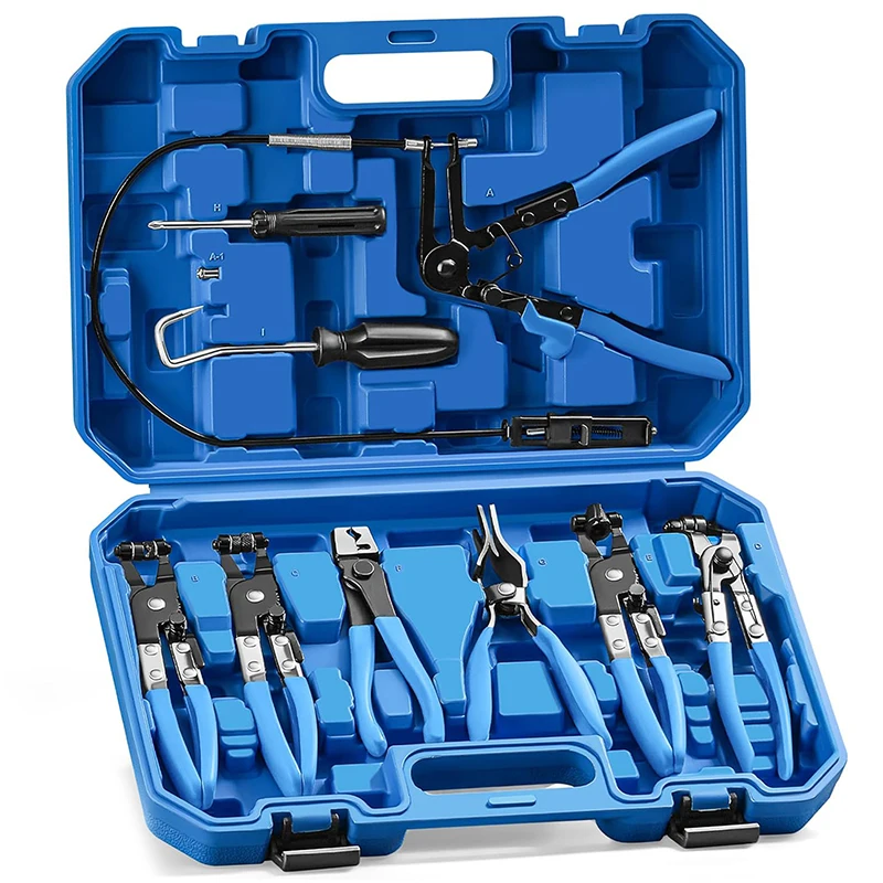 9 шт. набор для удаления хомутов шлангов с гибкой проволокой зажим длинным подъемом вращающаяся Челюсть Типа R и плоскогубцы