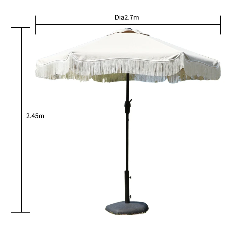 Fabrica 2023 venta al por mayor de paraguas de borla de ocio de playa al aire libre de alta calidad 2.7M sombrillas de lujo
