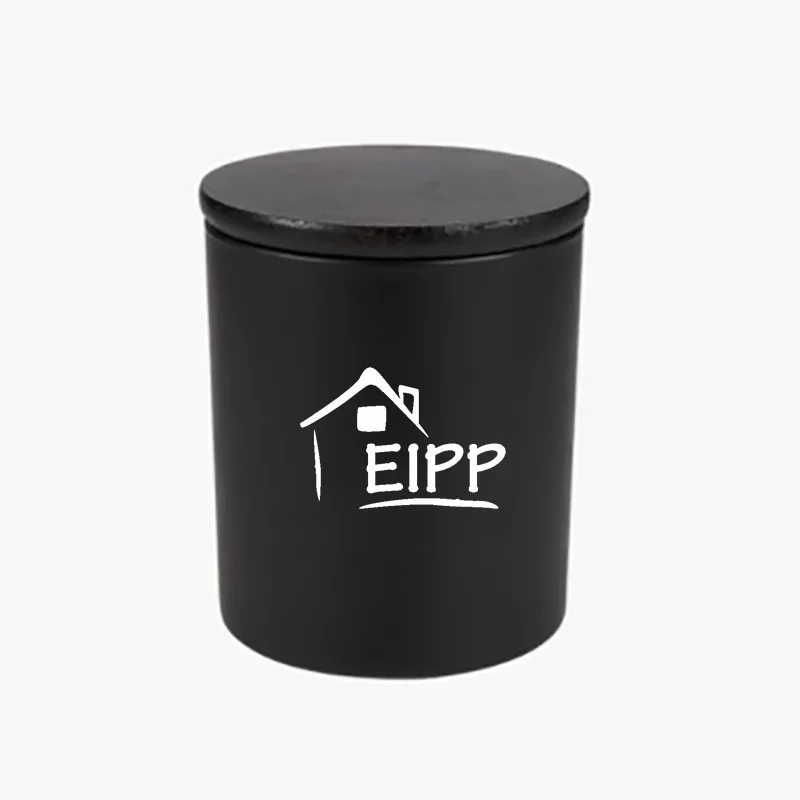 Wholesale Candle Jar Empty Glass Colorful Frosted Amber Black Clear Custom Print Cylinder Glass Candle Jar with Bamboo Metal Lid