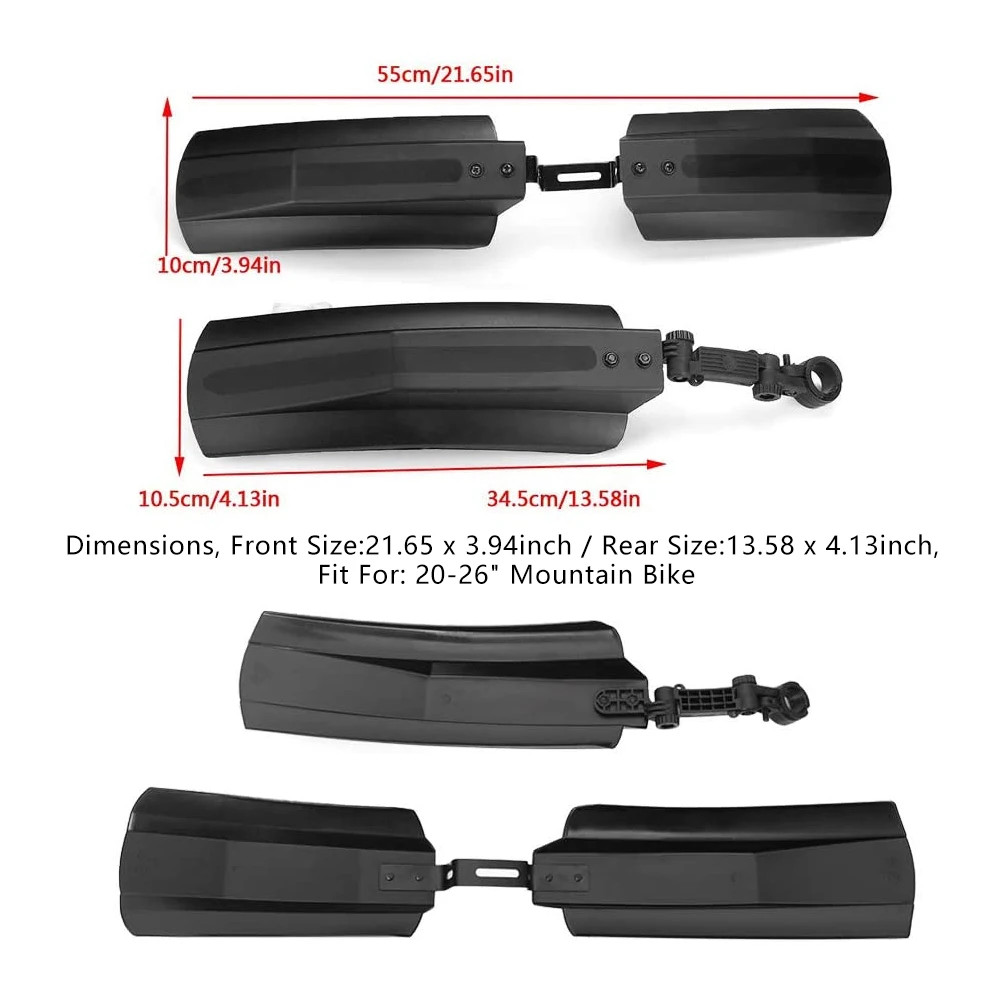 Fat Bike Fenders  20' 26' Front Rear Set Cycling Fat Tire Mudguard for Snow Mountain Electric Folding Dirt Bikes Mud Guards
