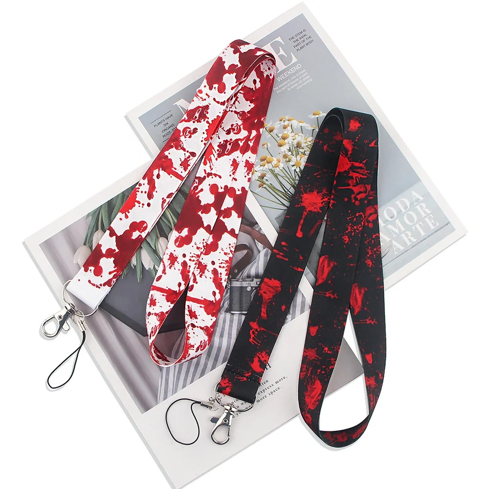 Halloween Customs Blood Cell Phone Neck Rope Lanyard Heat Transfer Printed Lanyard Key Chain Lanyard Anti-drop Keychain