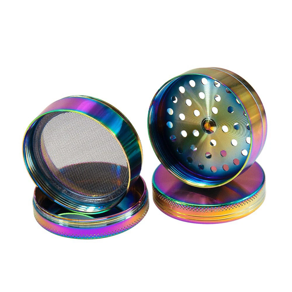 wholesale grinders OEM/ODM Custom logo 40mm 50mm 55mm 63mm 75mm metal herbal smoking 4 layers tobacco herb grinder