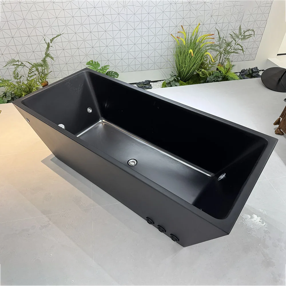 Hot Sale black Acrylic Cold Plunge Freestanding Ice Bath Tub With Nozzle Jets Athlete Ice Bathtub Spa Massage Tub
