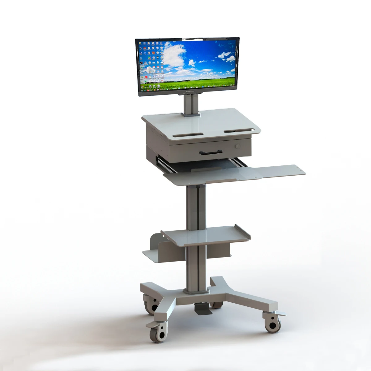 NBRIDGE Hospital Mobile Adjustable height stand up desk hospital medical mobile computer workstation trolley cart