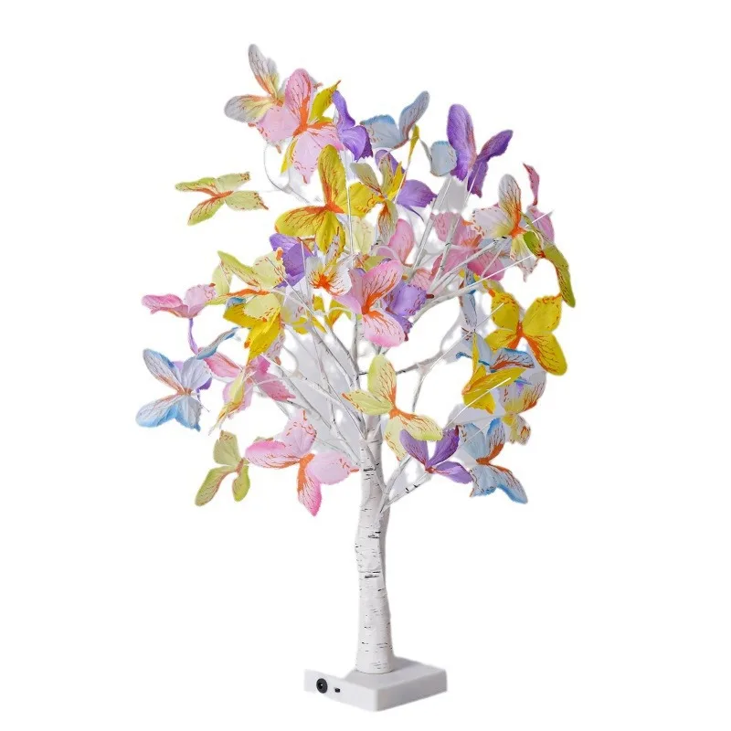 2024 New Design LED Birch Tree Light Christmas Gift Decorations Ornament Colorful Butterfly Led White Birch Tree Light