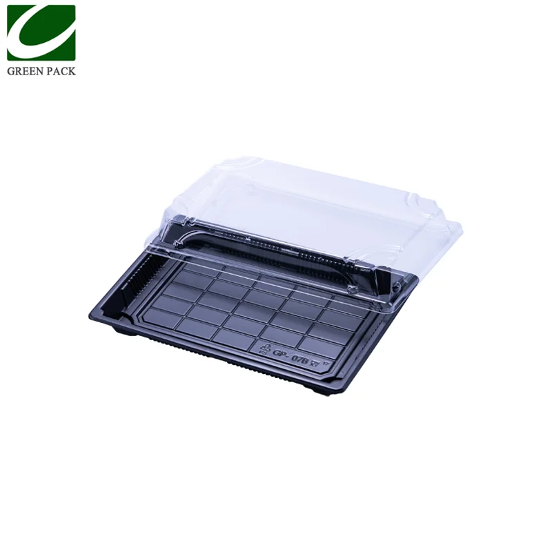 Chinese manufacturers supply directly disposable cheap plastic sushi box sushi party tray with lip