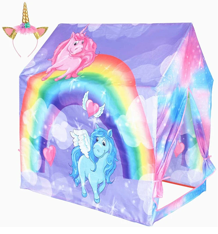 Rainbow Unicorn House Playhouse kids with big space kids children  play  tent