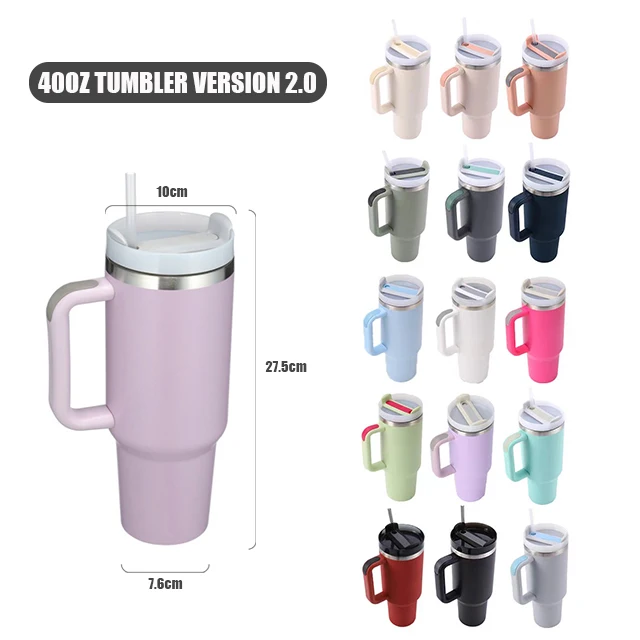 Custom Logo 2024 Stainless Steel Cup Adventure 40oz Travel Coffee Tumbler with Handle and Straw