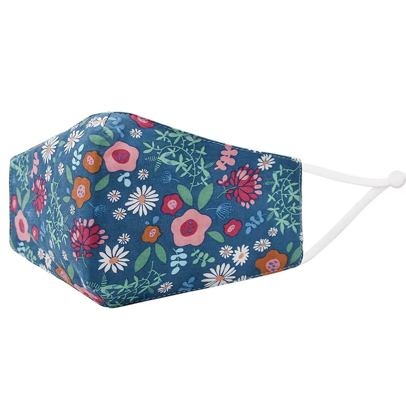 Anti-pollution Anti Fog Custom Printed Floral Pattern Special Design Cotton Fabric Cloth Party Face Mask