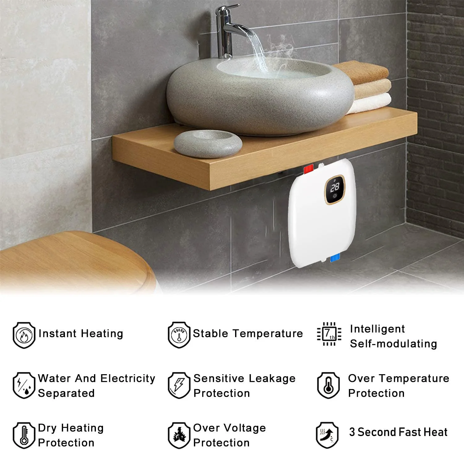 Golden Supplier Whole House Element Steel Stainless Power Tank Outdoor Garage Low Power Instant Electric Water Heater