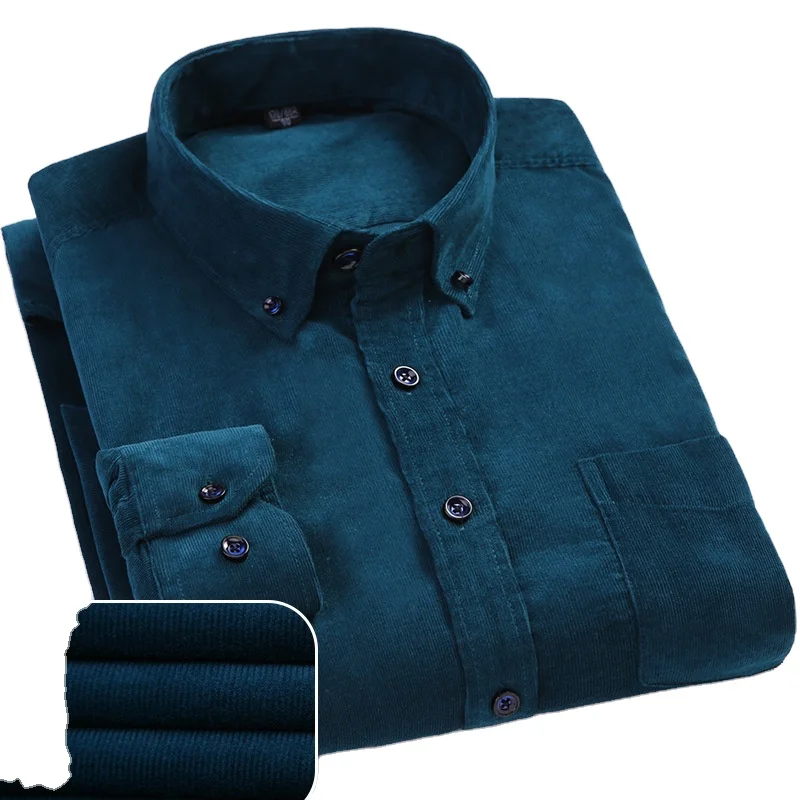 XD314-Quality Autumn Pure Cotton Corduroy Long Sleeved Casual All Cotton Large Men Shirt