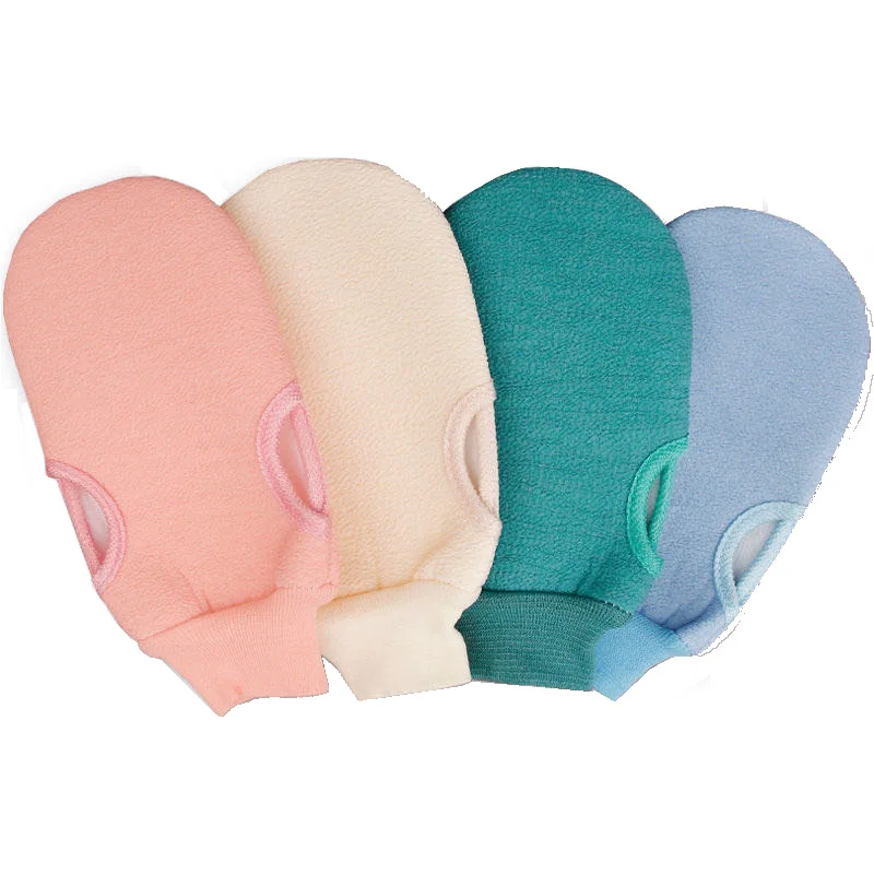 Factory Direct Sale Solid Color Reusable Bath Exfoliating Glove Body Scrub Cleaning Gloves Shower Exfoliating Mitt