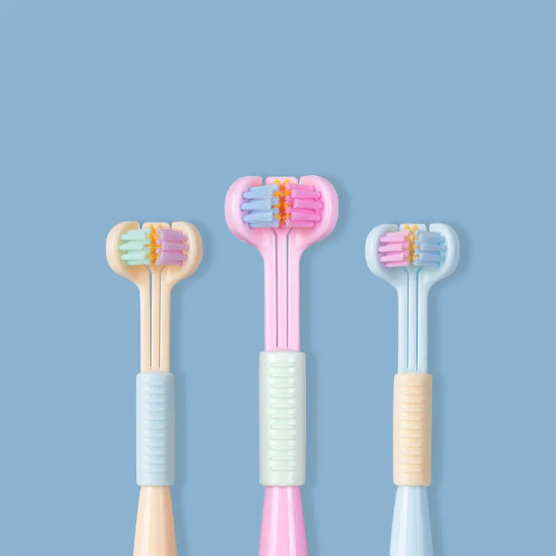 Kids Children 3 Sided Toddler Toothbrush Soft Wrap-Around Baby Toothbrush 12 Months and Up Training Toothbrush