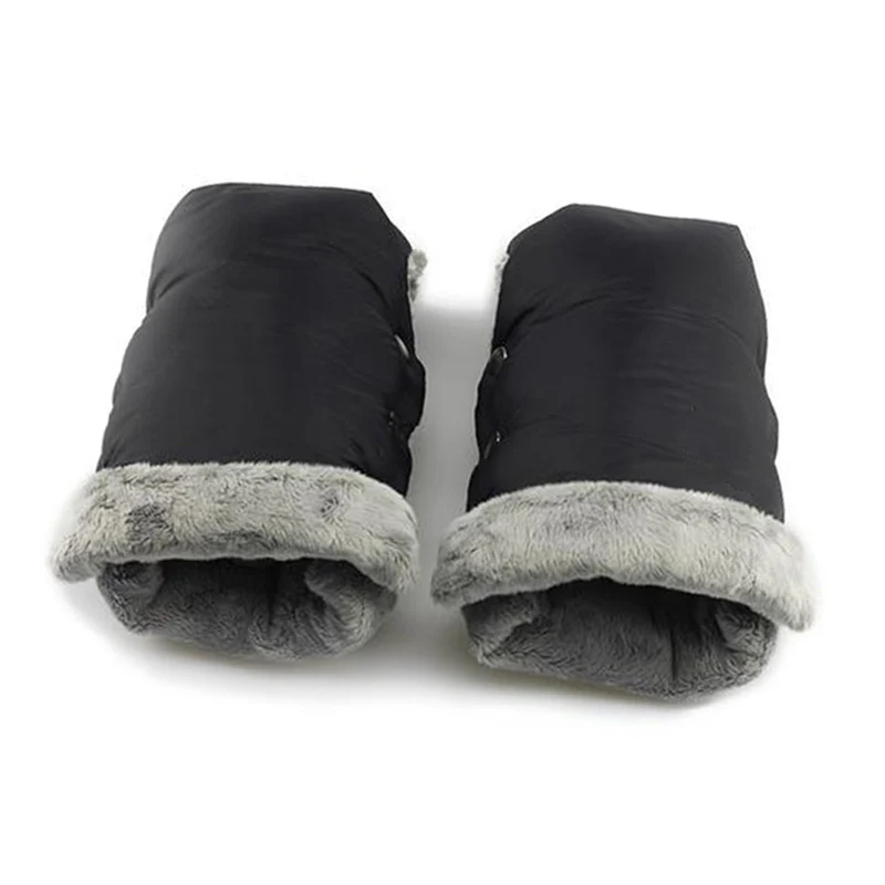 Winter Baby Stroller Hand Muff, Windproof Pram Hand Warm Stroller Gloves, Snowproof Stroller Handle Hand Warmer Muff  With Fur
