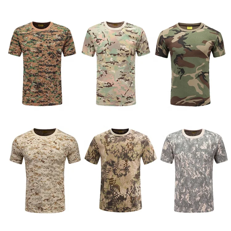XH024 Military Camouflage Clothing Sand Camo T-shirt 100% Cotton Custom Design special forces uniforms