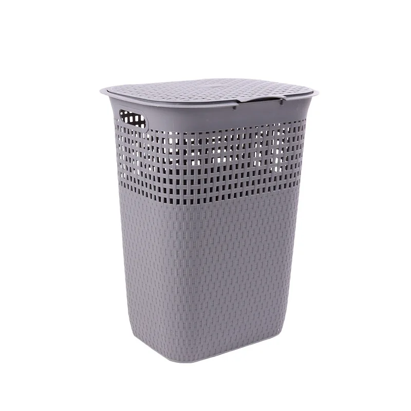 High Quality Multi-Purpose Grey White Color Modern Homes Plastic Laundry Basket With Lid