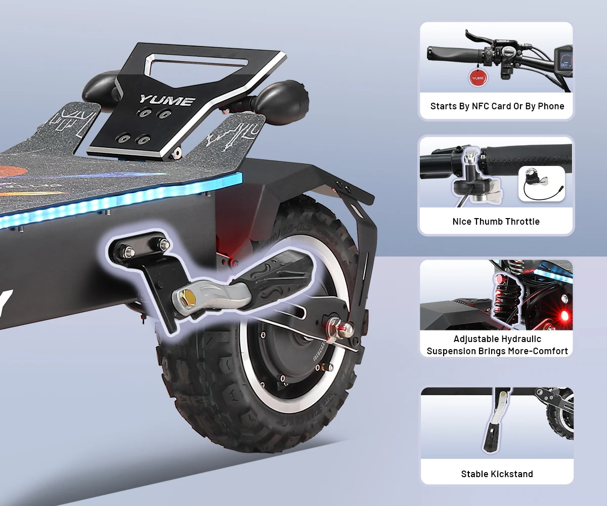 US warehouse YUME Factory Wholesale 72v 7000w Fast Speed e scooter 11 Inch Off Road Electric Scooter Adults