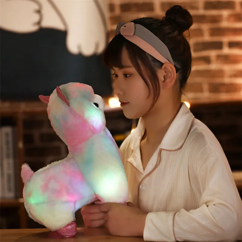 Best Seller Plush Toy Alpaca With Light Soft Toy Sheep Stuffed Pillow Goat Toy Baby Birthday Gift