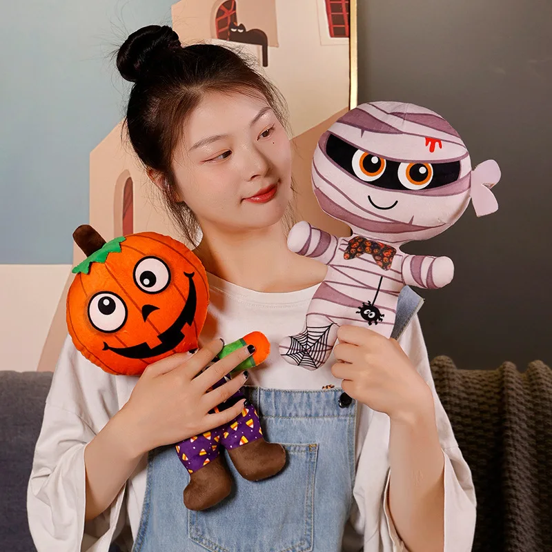 Funny Halloween Children Gift Doll Plush Toy Cartoon Pumpkin Man Horror  Halloween Decorative Plush Doll