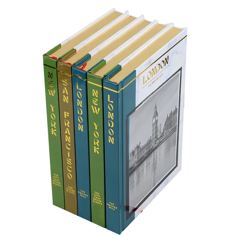City Theme Bronzing decorative coffee table book set fake books for decoration