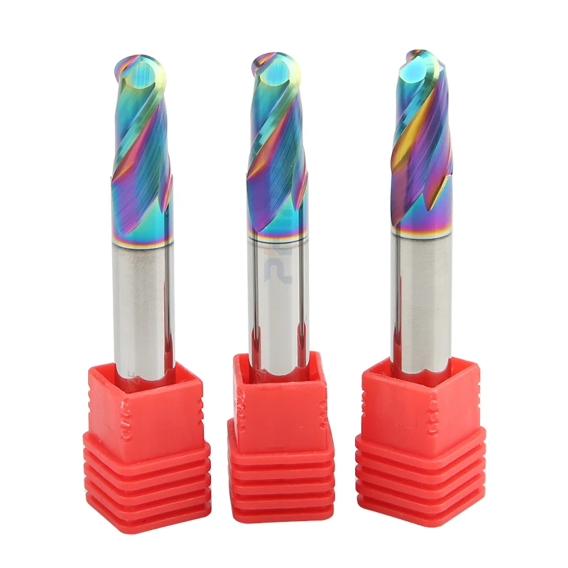 Professional Custom Milling Cutter 3 mm 8 mm DLC Ballnose End Mill 2 Flute Carbide Ball Nose End Mills