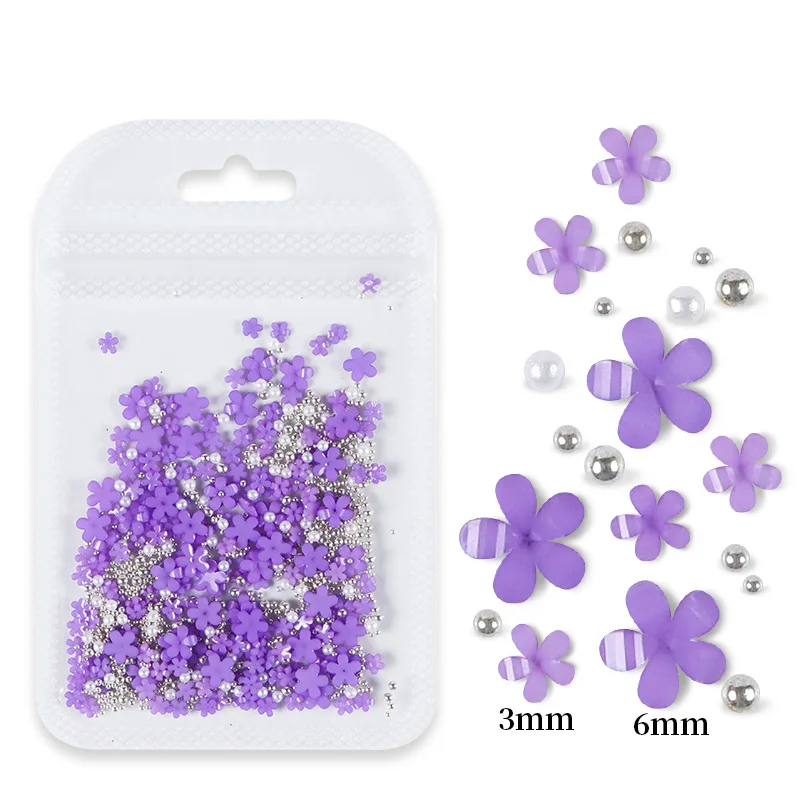 Colorful Resin Flower Nails White pink Jewelry Beads DIY Nail Art Decoration 3d Acrylic Flowers for Nails