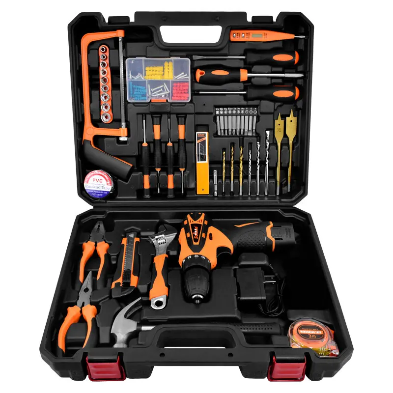 Solude 96PCS Cordless Tools Set Combo 12v Professional Box Rechargeable Heavy Duty Full Set Household Tool Box