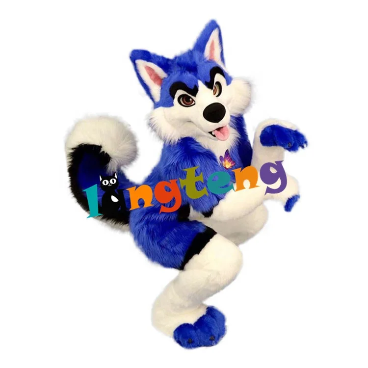 N319 Longhair Adult Sexy Furry Blue Cute Husky Fox Dog High Quality Gloves Fursuit Cosplay Costuming