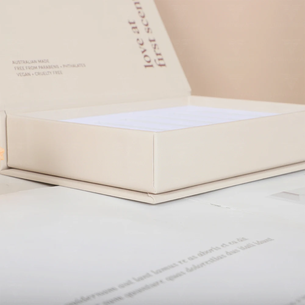 Newest Cardboard Make Perfume Sample Gift Set Storage Packaging Luxury Gift Set Book Shape Box Packaging Perfume Sample Box