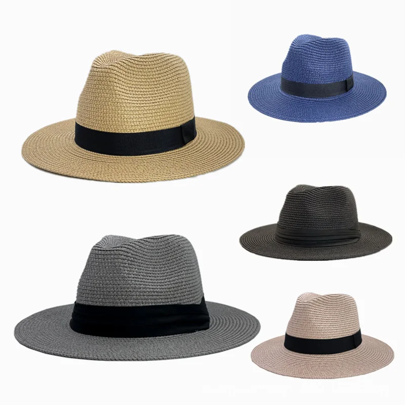 BSM472 Custom Urban Visor Caps Hats Cheap Promotional Wide Brim Paper Straw Weaving Panama Hat For Men Women Beach Surf Caps