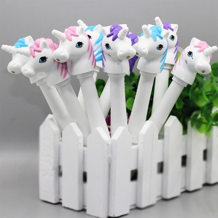 Creativity ball point pen light led novelty cartoon japanese korean stationary cute pen gel unicorn pen