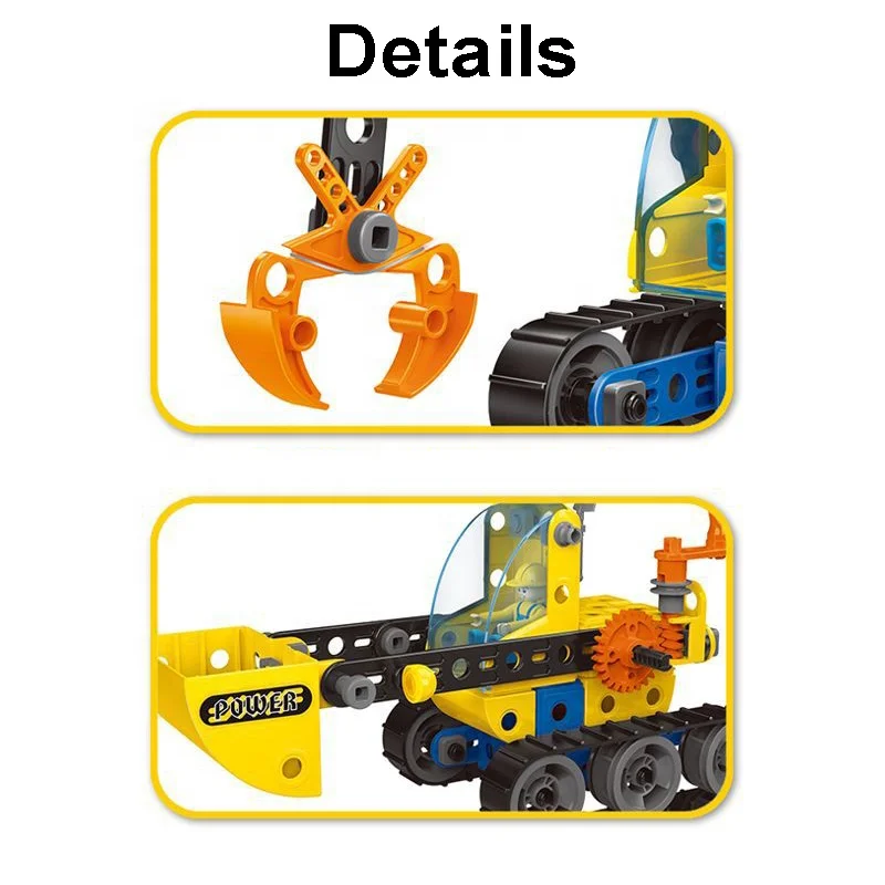 117pcs 6 in 1 city construction truck model DIY building kit children hand on STEM screw engineering building blocks toy for kid