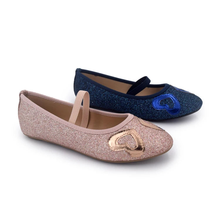 Hot selling breathable children girl dress party shoes glitter upper teenage kids  school flat ballerina shoes
