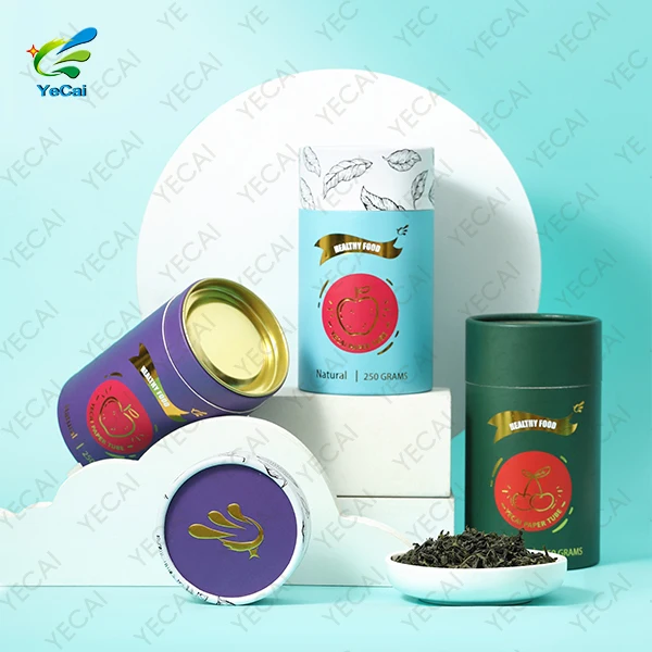 slimming capsule powder storage container eco-friendly cardboard coffee bean red tea powder drink powder gift round paper pack