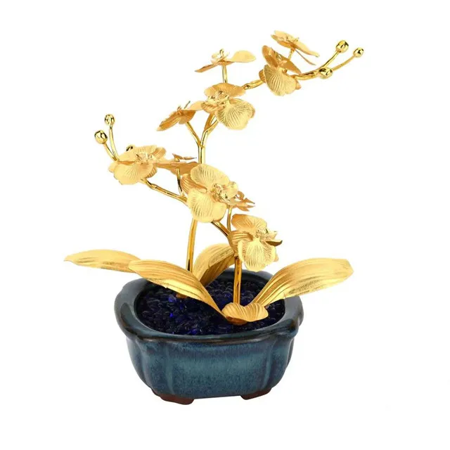 Gold Leaf Pot plant Souvenirs Ornaments Phalaenopsis Flower Pots Home Decor Wedding Gifts Gold Leaf Potted Bonsai