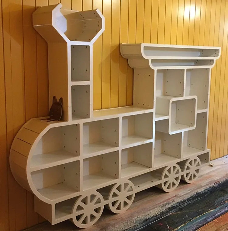 Chiquitos Support customized Train shape cartoon style kindergarten picture book rack library corridor window display rack