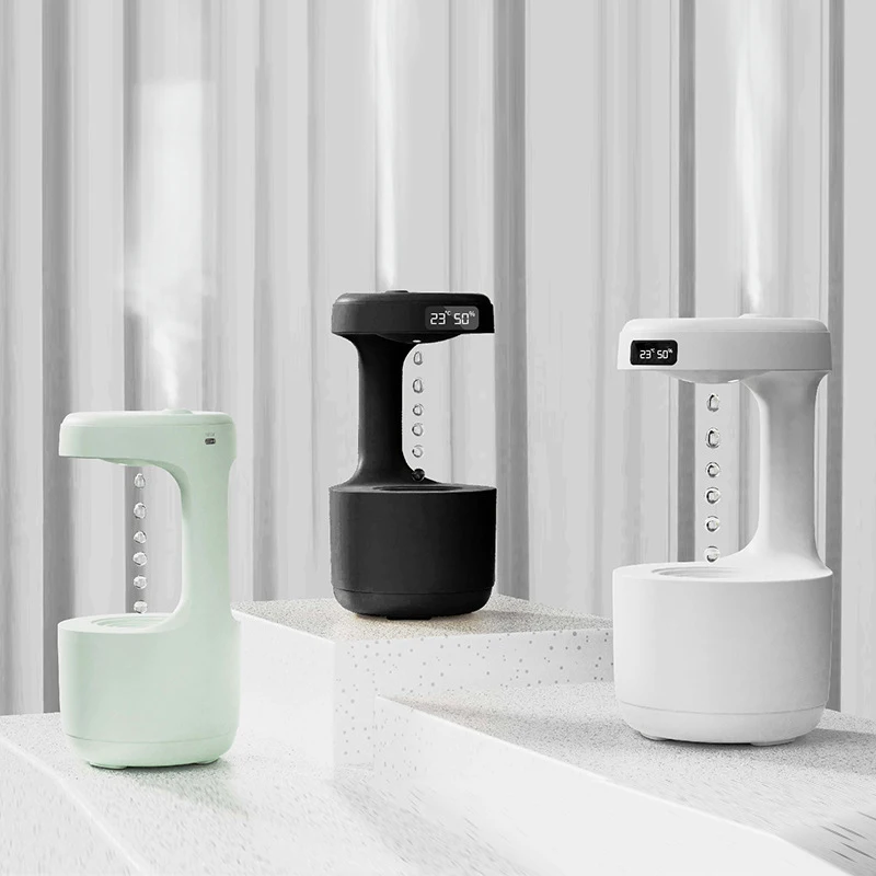 2023 Новый Умный антигравитационный ЖК-увлажнитель холодного тумана 800 мл часы дисплей подвешенная Капля воды увлажнитель