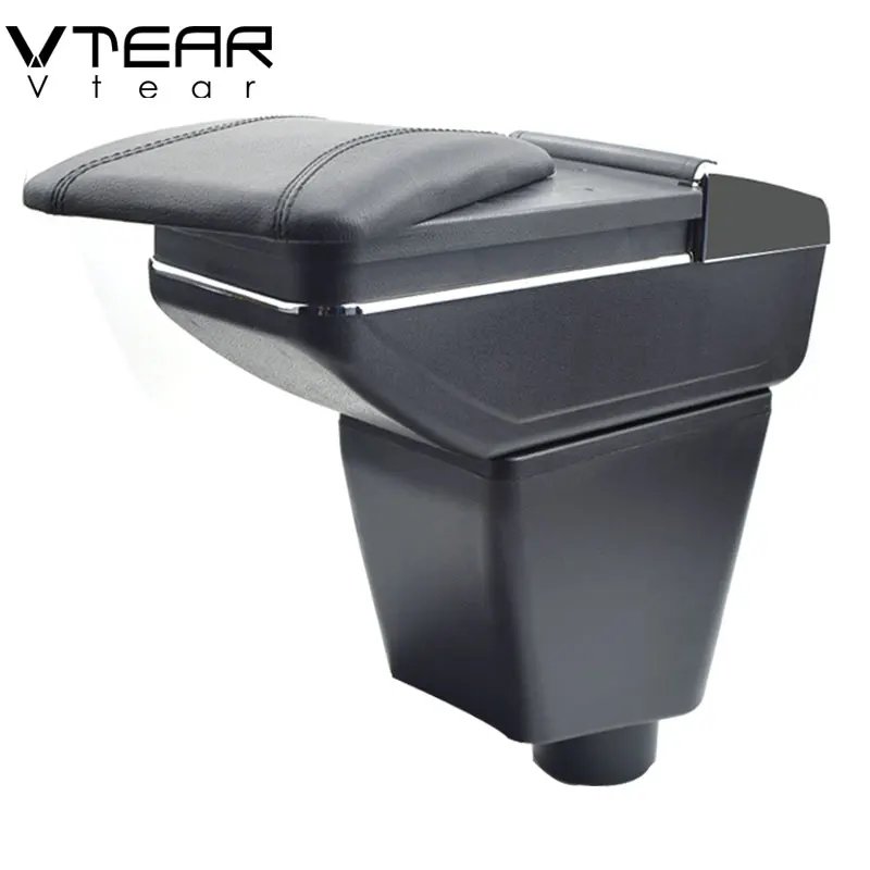 Vtear For renault clio 2 armrest leather central store storage box red thread car-styling interior ABS arm rest accessories part