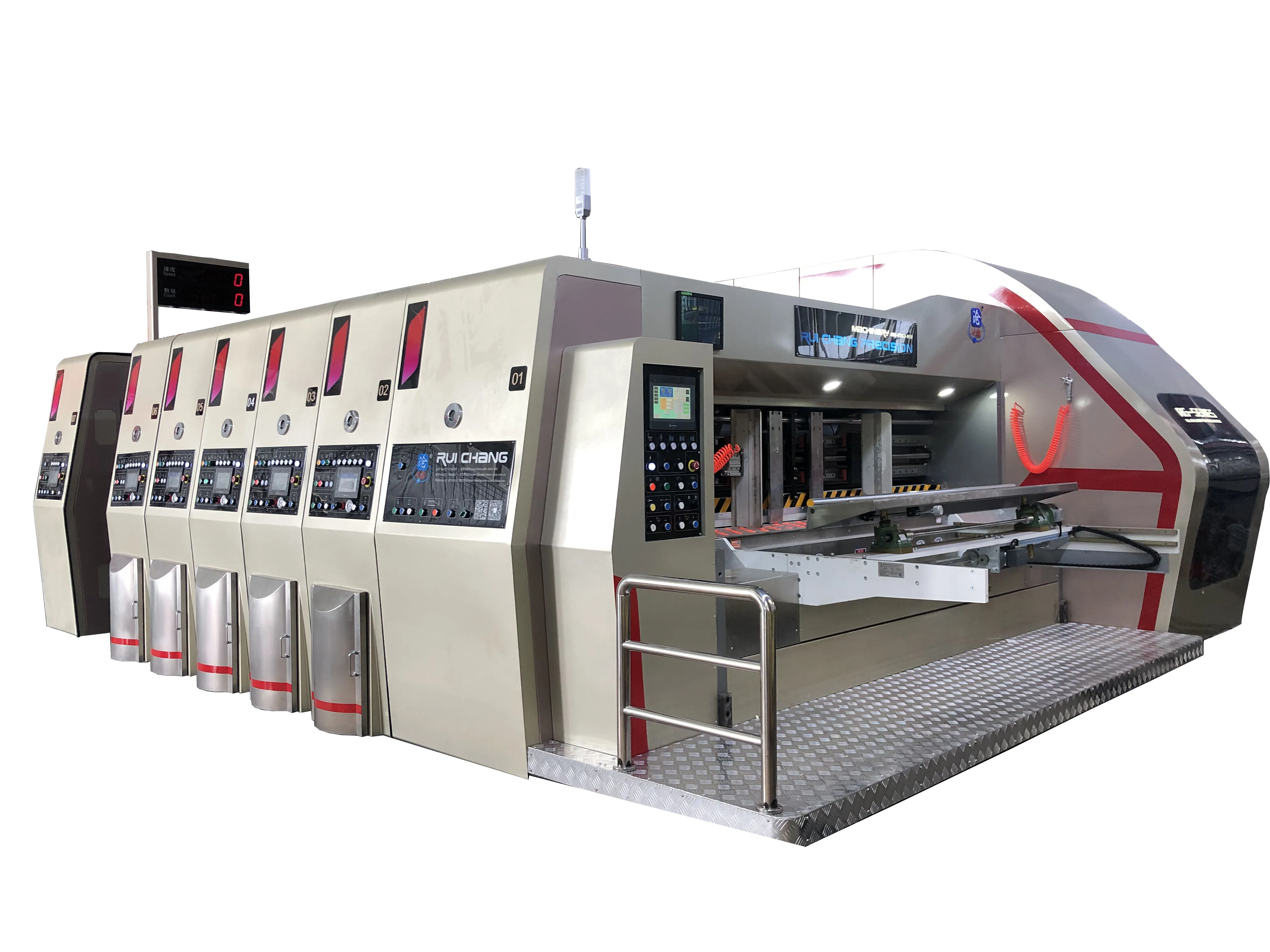 Full Automatic Carton box making 3 colors flexo ink Corrugated Printing  die cutting creasing machine