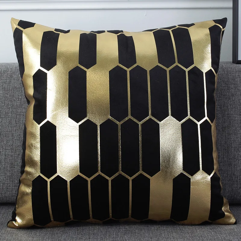 Wholesale Pillow Cover Luxury Sofa Pillow Case Nordic Velvet Geometry Gold foil Cushion Cover Home Decor
