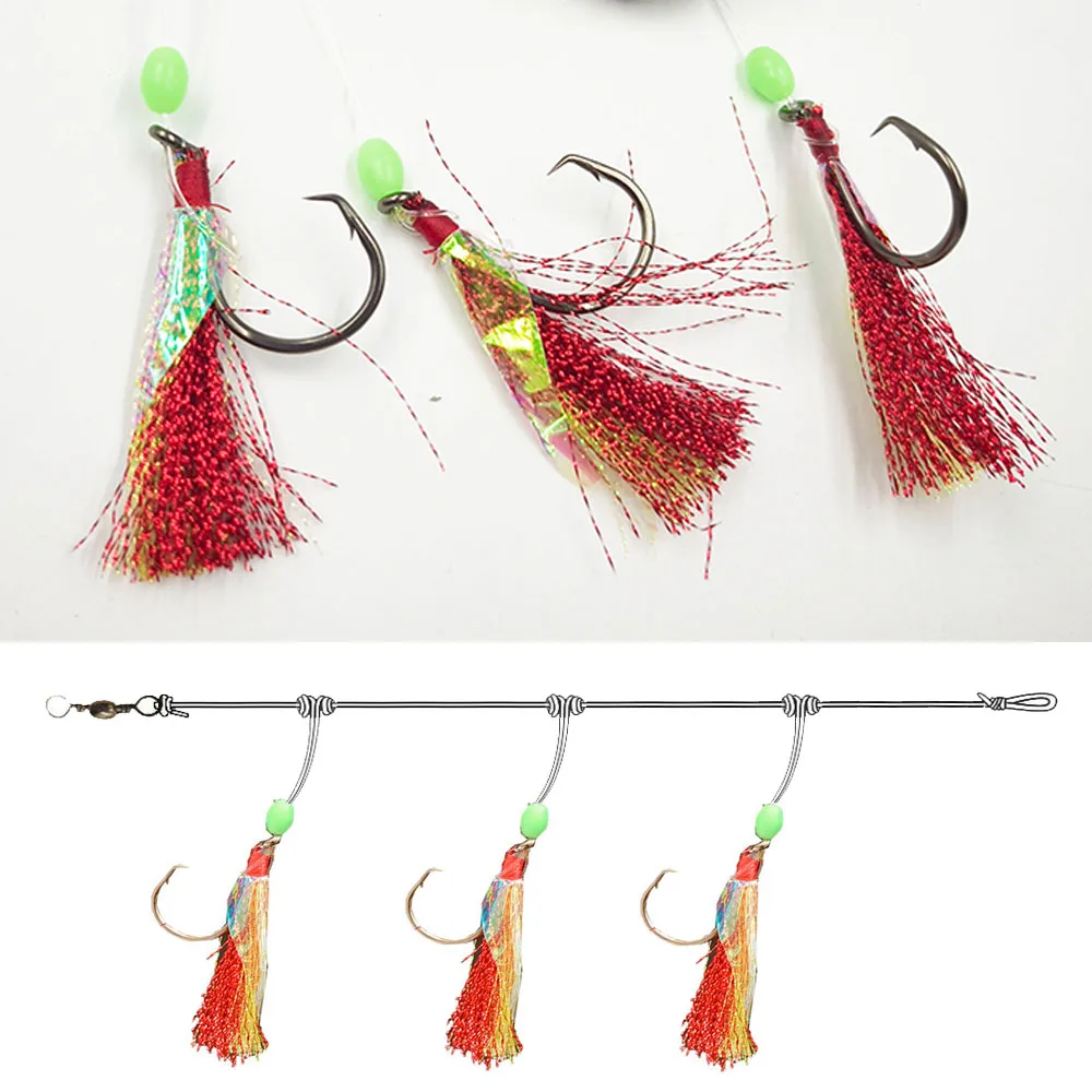Alpha Fishing Hook Flasher Rigs1/0-10/0 Circle Hooks Rig Fishing Flashers Lure Saltwater Sabiki Rigs