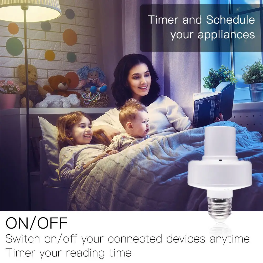 2020 Newest Tuya Smart Life WiFi Wireless Lighting Holder E27 LED Wifi Light Bulb Socket Smart Lamp Base