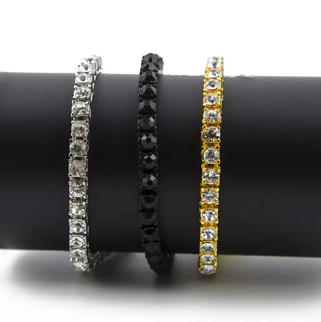 Fashion Bracelet Hip-hop Jewelry Rhinestones Crystal 3mm 4mm 5mm Tennis Chain Bracelets Trend Jewelry Wholesale