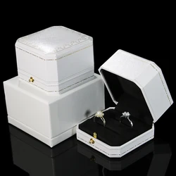 Custom logo luxury retro jewelry couple wedding ring box