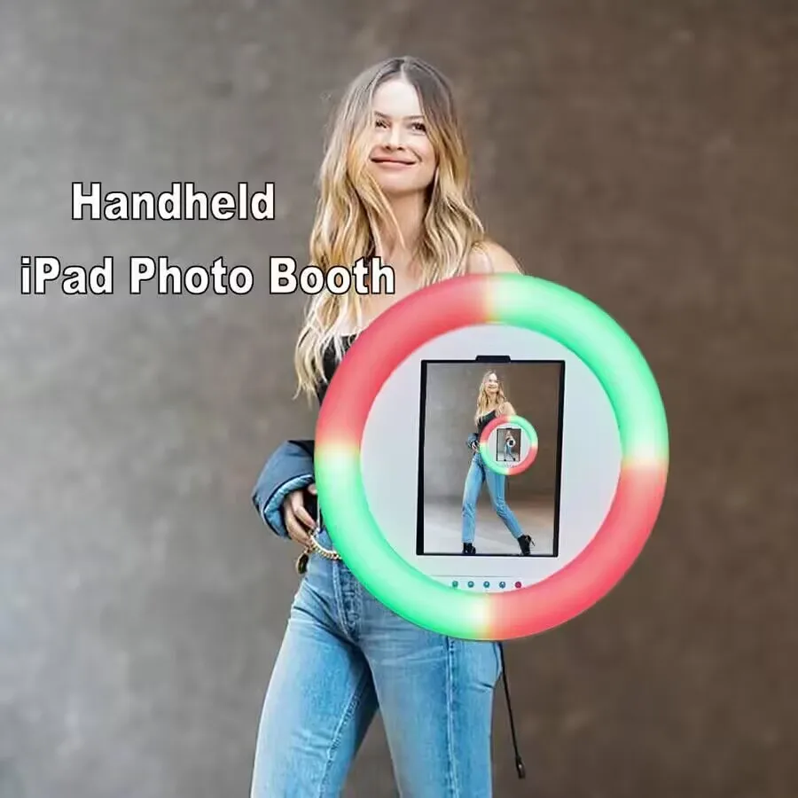 digital based oval led ipad photo booth shell drop shipping stand ring light tablet kiosk foldable portable faceplate wedding